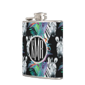 Zebra en exotische bloemen | Monogram Heupfles (Links)