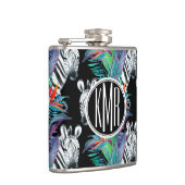 Zebra en exotische bloemen | Monogram Heupfles (Rechts)