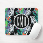 Zebra en exotische bloemen | Monogram Muismat (Met muis)