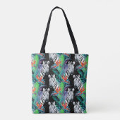 Zebra en exotische bloemen | Monogram Tote Bag (Achterkant)