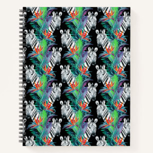 Zebra en exotische bloemen notitieboek