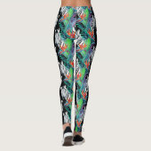 Zebra en exotische bloemen patroon 2 leggings (Achterkant)