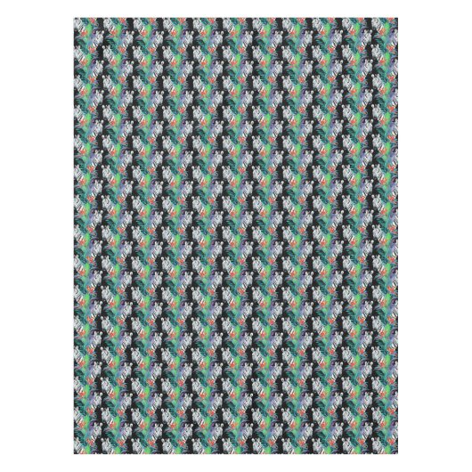Zebra en exotische bloemen patroon 2 tafelkleed (Voorkant)
