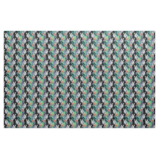 Zebra en exotische bloemen stof (Yard (91,4 cm))
