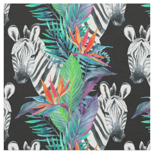 Zebra en exotische bloemen stof (Close Up)