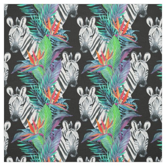 Zebra en exotische bloemen stof (Swatch)