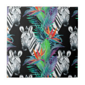 Zebra en exotische bloemen tegeltje (Voorkant)