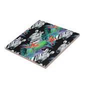 Zebra en exotische bloemen tegeltje (Zijkant)