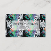 Zebra en exotische bloemen visitekaartje (Voorkant)