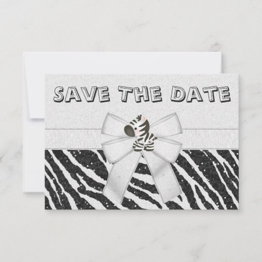 Zebra en gedrukt Baby shower opslaan Datum Save The Date (Voorkant)