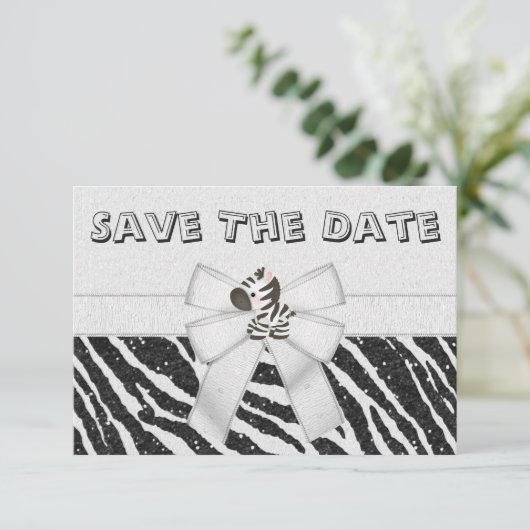 Zebra en gedrukt Baby shower opslaan Datum Save The Date (Staand voorkant)