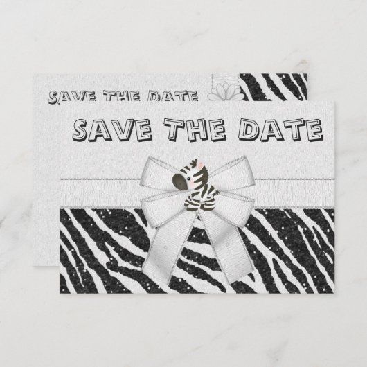 Zebra en gedrukt Baby shower opslaan Datum Save The Date (Voorkant / Achterkant)