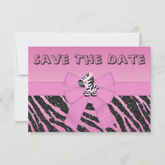Zebra en gedrukt Baby shower opslaan Datum Save The Date (Voorkant)