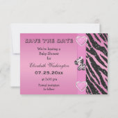 Zebra en gedrukt Baby shower opslaan Datum Save The Date (Achterkant)