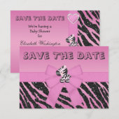 Zebra en gedrukt Baby shower opslaan Datum Save The Date (Voorkant / Achterkant)