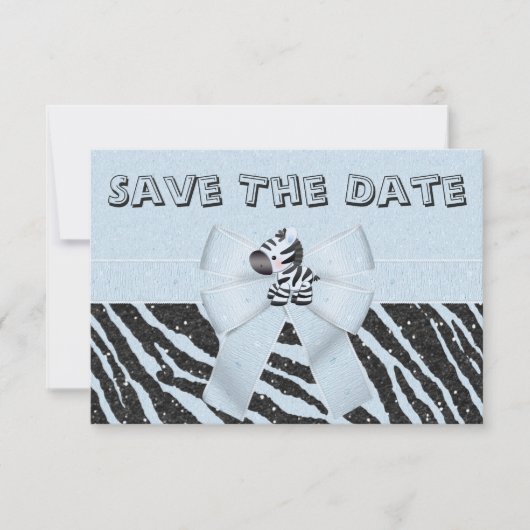Zebra en gedrukt Baby shower opslaan Datum Save The Date (Voorkant)