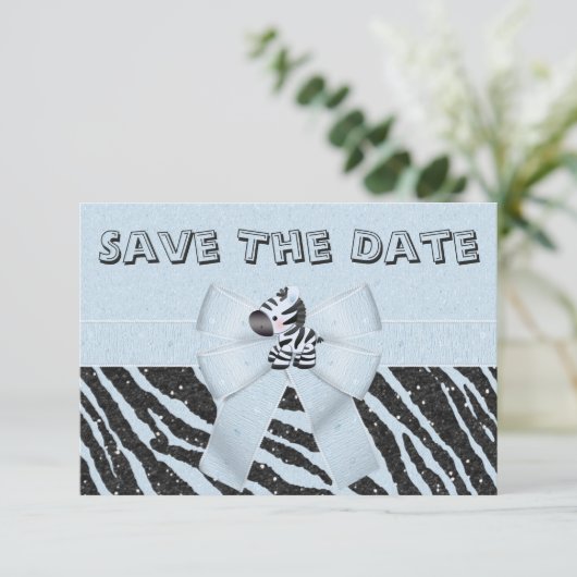 Zebra en gedrukt Baby shower opslaan Datum Save The Date (Staand voorkant)
