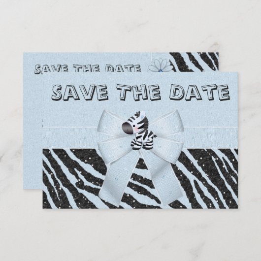 Zebra en gedrukt Baby shower opslaan Datum Save The Date (Voorkant / Achterkant)