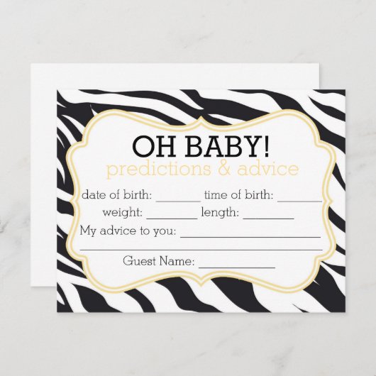 Zebra en Gele Chevron Voordicaties & Advice Kaart (Voorkant / Achterkant)