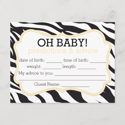 Zebra en Gele Chevron Voordicaties & Advice Kaart (Voorkant)