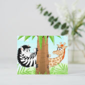 Zebra en giraf briefkaart (Staand voorkant)