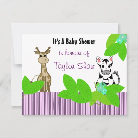 Zebra- en Giraffe-Baby shower Kaart (Voorkant)