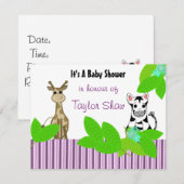 Zebra- en Giraffe-Baby shower Kaart (Voorkant / Achterkant)