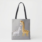 Zebra en Giraffe Cute Baby Animal Safari Tote Bag (Voorkant)
