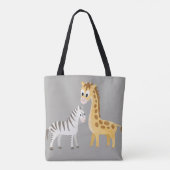 Zebra en Giraffe Cute Baby Animal Safari Tote Bag (Achterkant)