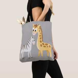 Zebra en Giraffe Cute Baby Animal Safari Tote Bag