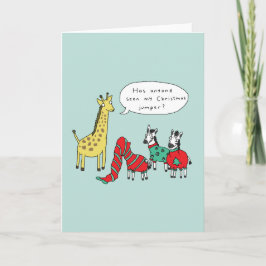 Zebra en Giraffe Kerst Kaart | klassieke strip