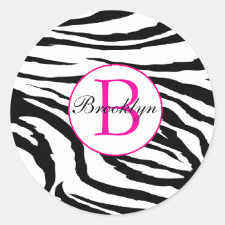 Zebra en Hot Pink Initiaal Sticker