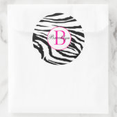 Zebra en Hot Pink Initiaal Sticker (Tas)