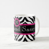 Zebra en Kant Chic en Sassy Monogram Koffiemok (Voorkant rechts)