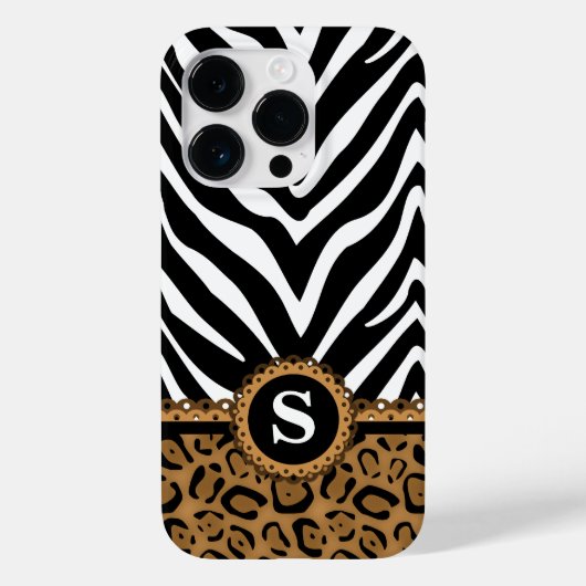 Zebra en Leopard Monogram Case-Mate iPhone Case (Achterkant)