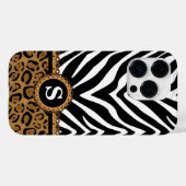 Zebra en Leopard Monogram Case-Mate iPhone Case (Achterkant (horizontaal))