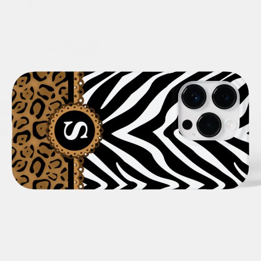Zebra en Leopard Monogram Case-Mate iPhone Case (Achterkant (horizontaal))