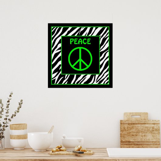 Zebra en Lime Green Peace Sign Wall Decor Poster (Keuken)