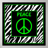 Zebra en Lime Green Peace Sign Wall Decor Poster (Voorkant)