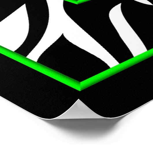 Zebra en Lime Green Peace Sign Wall Decor Poster (Hoek)