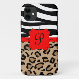 Zebra en luipaard Afdrukken - Aangepast monogram Case-Mate iPhone Case