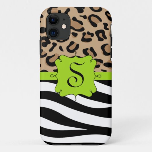 Zebra en luipaard Afdrukken - Aangepast monogram Case-Mate iPhone Case (Achterkant)