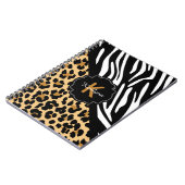 Zebra en luipaard afdrukken - Aangepaste monogram  Notitieboek (Linkerzijde)