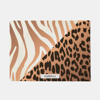Zebra en luipaard afdrukken deurmat