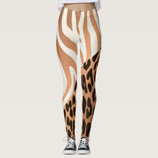 Zebra en luipaard afdrukken leggings