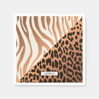 Zebra en luipaard afdrukken servet