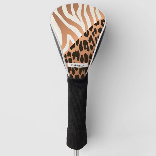 Zebra- en luipaardprint golfheadcover (Voorkant)