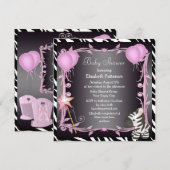 Zebra- en magische-wand-roze-prinses Baby shower Kaart (Voorkant / Achterkant)