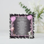 Zebra- en magische-wand-roze-prinses Baby shower Kaart (Staand voorkant)