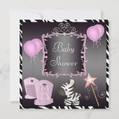 Zebra- en magische-wand-roze-prinses Baby shower Kaart (Achterkant)